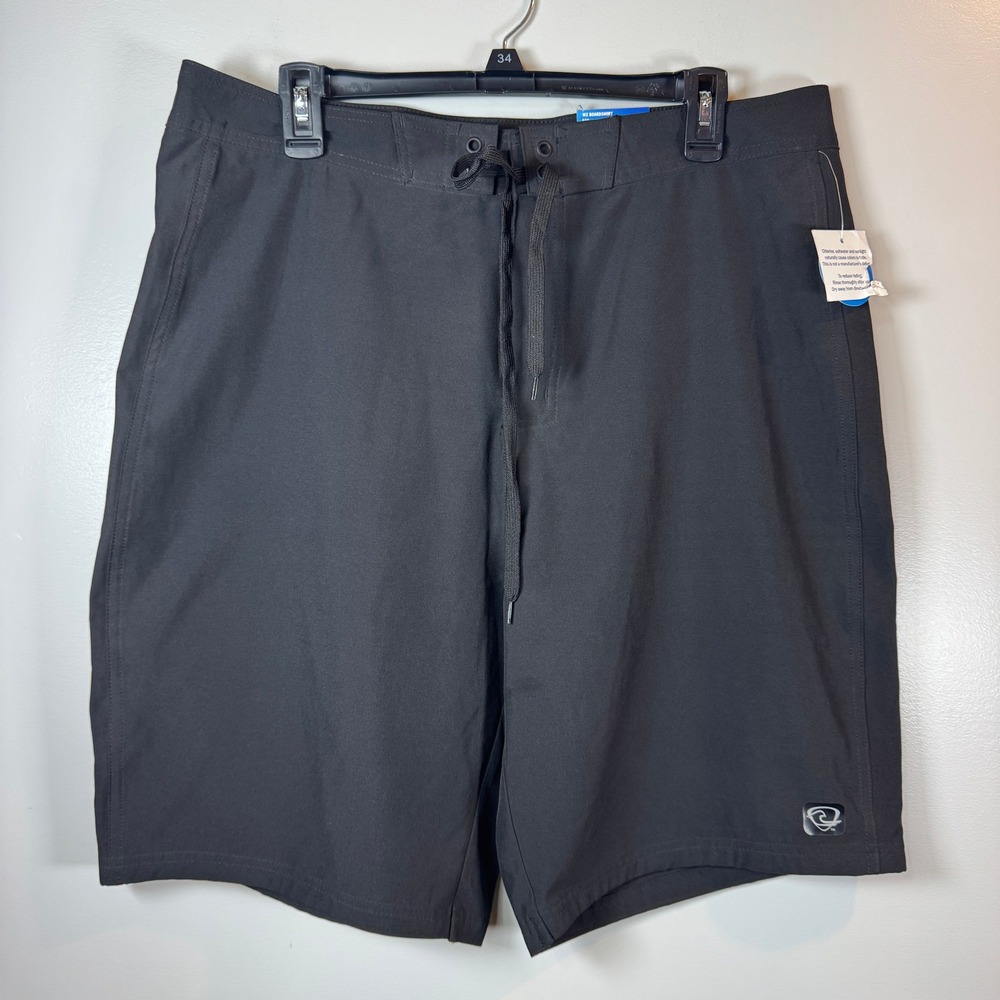 Wave Zone Mens 36 Black Boardshorts Swim Trunks NWT 9.5 Inseam Surf Beach Sporty